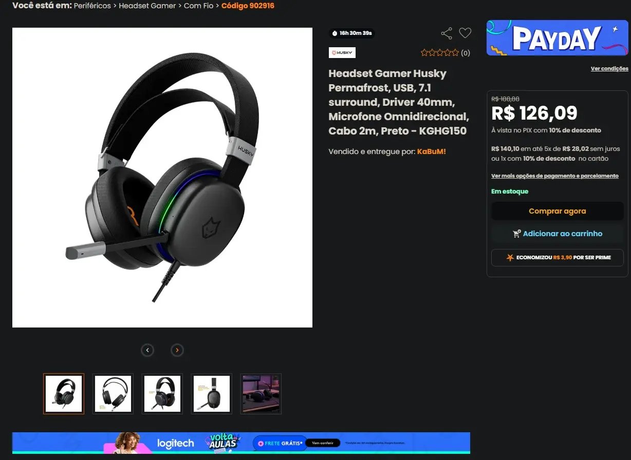 Husky, marca própria do KaBuM!, lança Headset Gamer Permafrost