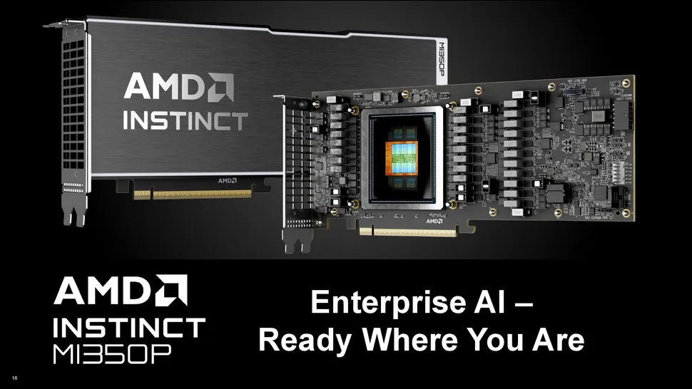AMD revela aceleradora de IA MI350P com 144 GB HBM3E e desempenho até 40% superior à NVIDIA H200