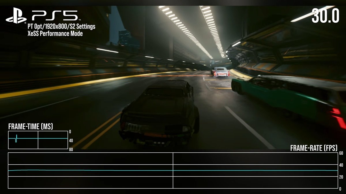 PS5 roda Cyberpunk 2077 com Path Tracing a 35 FPS, mas resolução cai para 348p